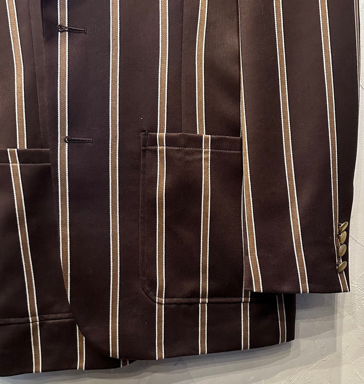 Bon vieux ストライプ ジャケット Bon Vieux オリジナル ストライプジャケット サイズL パープルワッペン