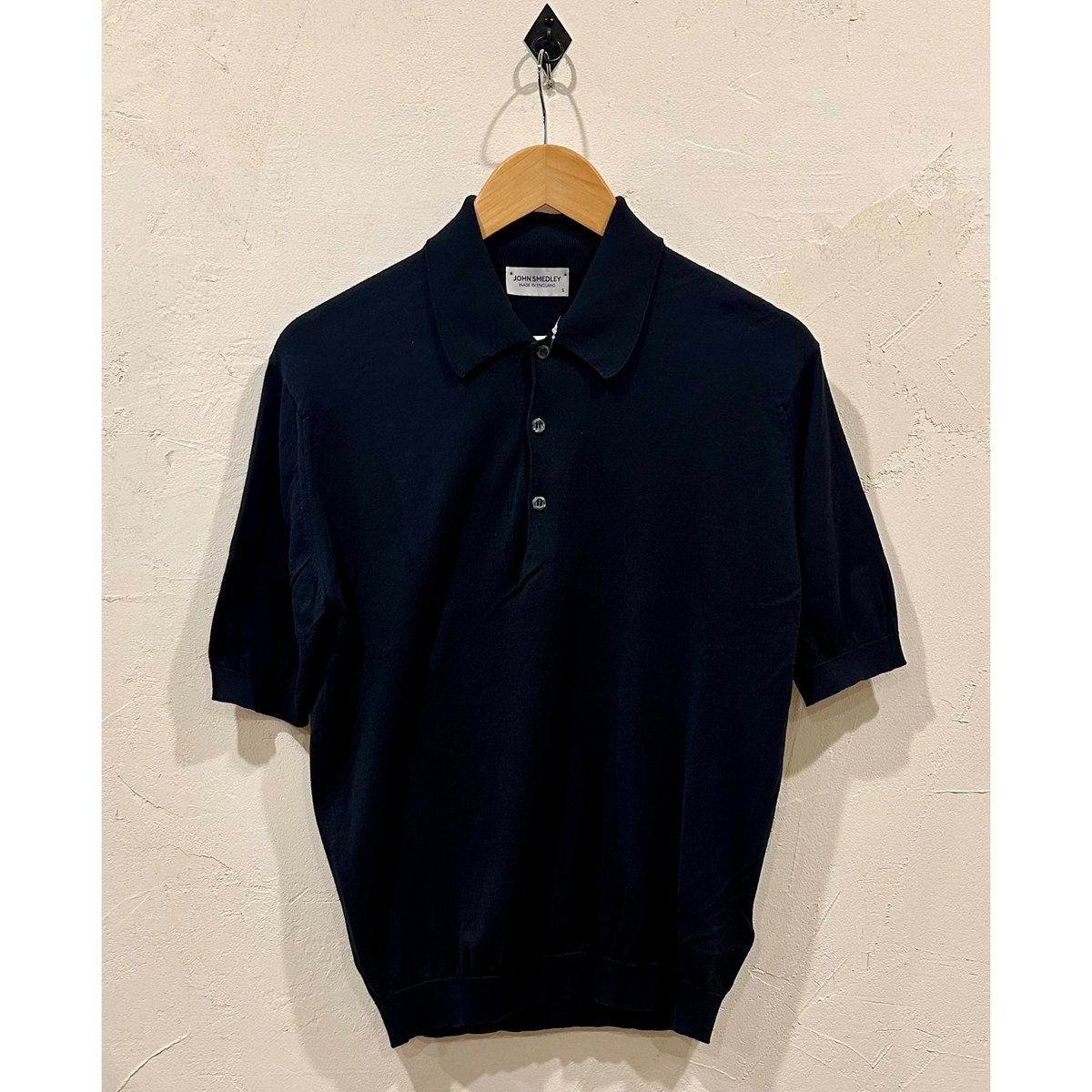 JOHN SMEDLEY S コットンニットポロ ブラック ジョンスメドレー コットンニットポロ #ブラック サイズS | Bon Vieux