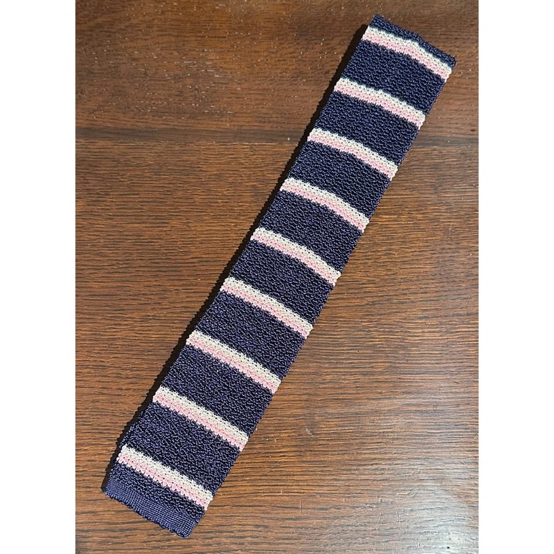 アスコット ニットタイ #ネイビー×エクリュ×ピンク | Bon Vieux