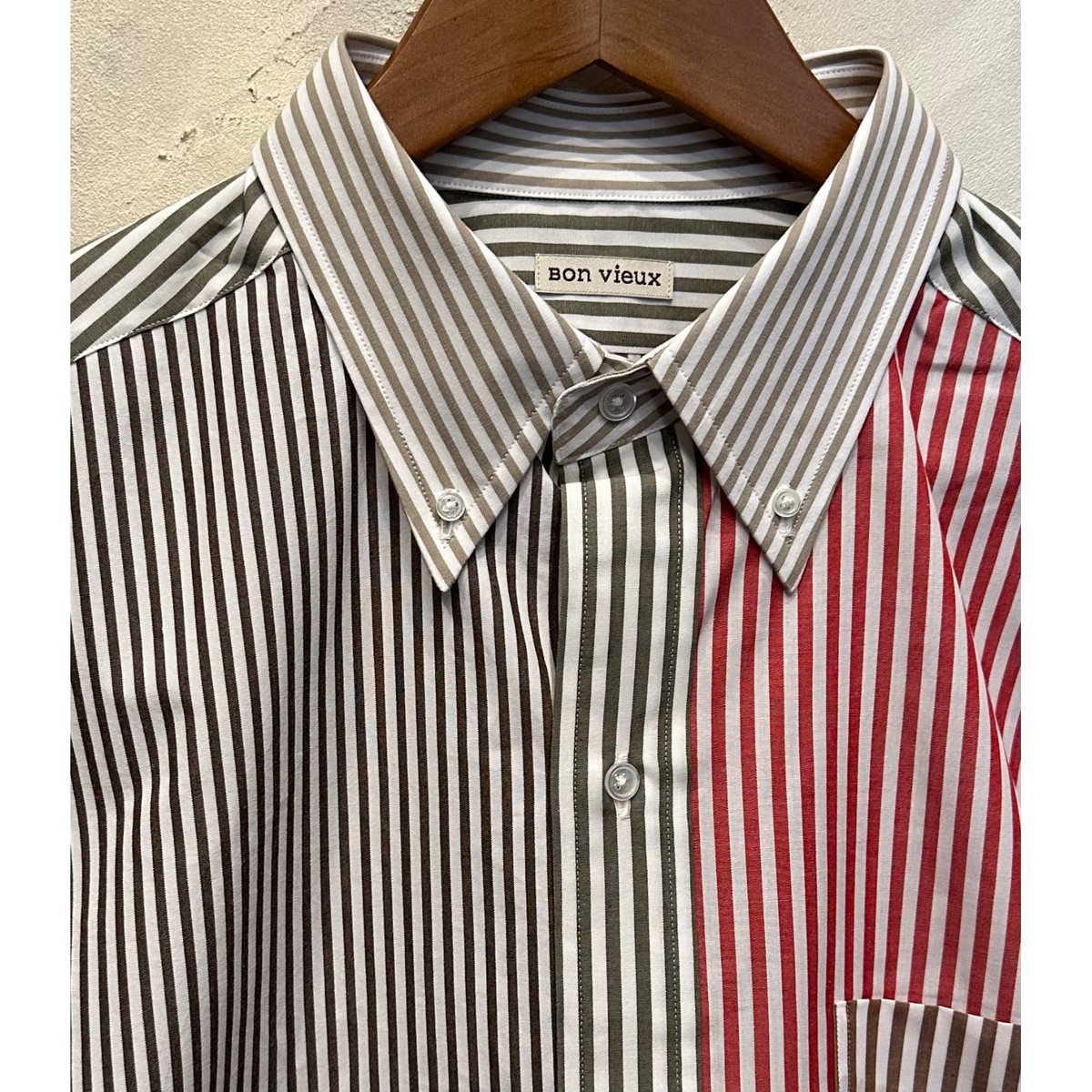 【美品】Bon Vieux ボンビュー　半袖シャツ エクリュ　M ボンヴュー オリジナル シルクシャツ サイズL | Bon Vieux