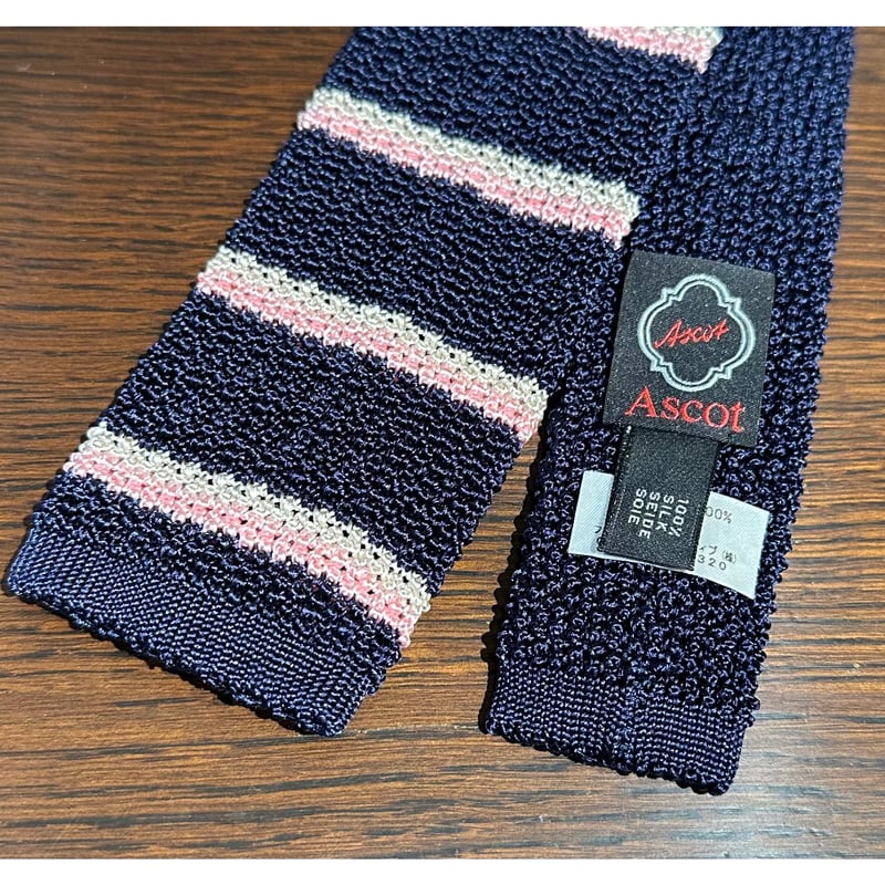Bon Vieux別注　ascot アスコット　ニットタイ　ボンビュー アスコット ニットタイ #ブラウン×オレンジ×エクリュ | Bon Vieux