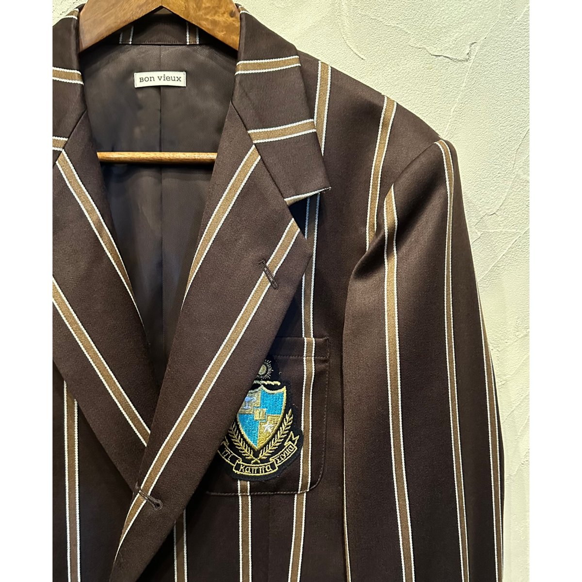 Bon Vieux オリジナル ストライプジャケット サイズM ターコイズブルー