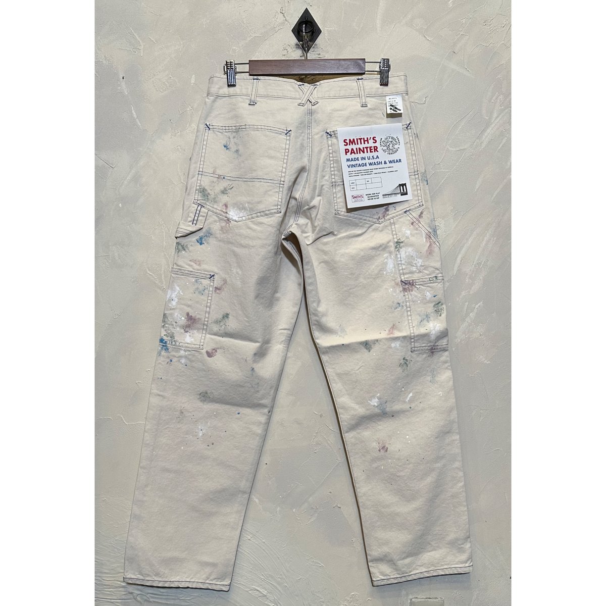 美品 スミス SMITH ペンキ 加工 生成り ペインターパンツ USA製 32 スミス ペインターパンツ #ペイント サイズ32 | Bon Vieux
