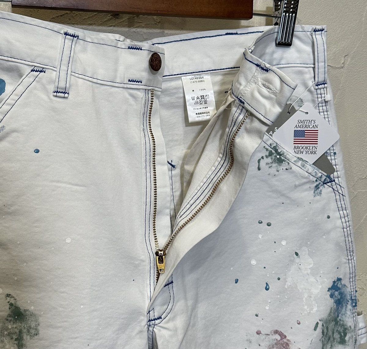 美品 スミス SMITH ペンキ 加工 生成り ペインターパンツ USA製 32 美品 スミス SMITH ペンキ 加工 生成り ペインターパンツ USA製 32