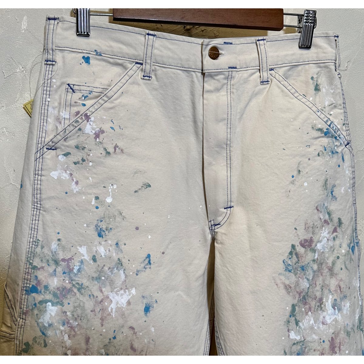 美品 スミス SMITH ペンキ 加工 生成り ペインターパンツ USA製 32 美品 スミス SMITH ペンキ 加工 生成り ペインターパンツ USA製 32