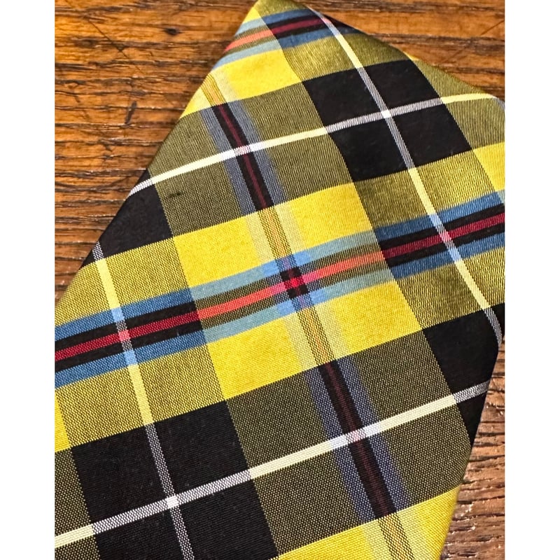 ジョン コンフォート シルクシャンタン チェックタイ #イエローベース
