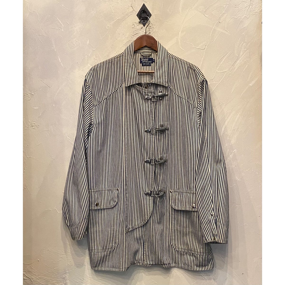 【最終値下げ】 ポロラルフローレン ヒッコリーストライプジャケット Lサイズ ポロラルフローレン ヒッコリーストライプ ファイヤーマンジャケット