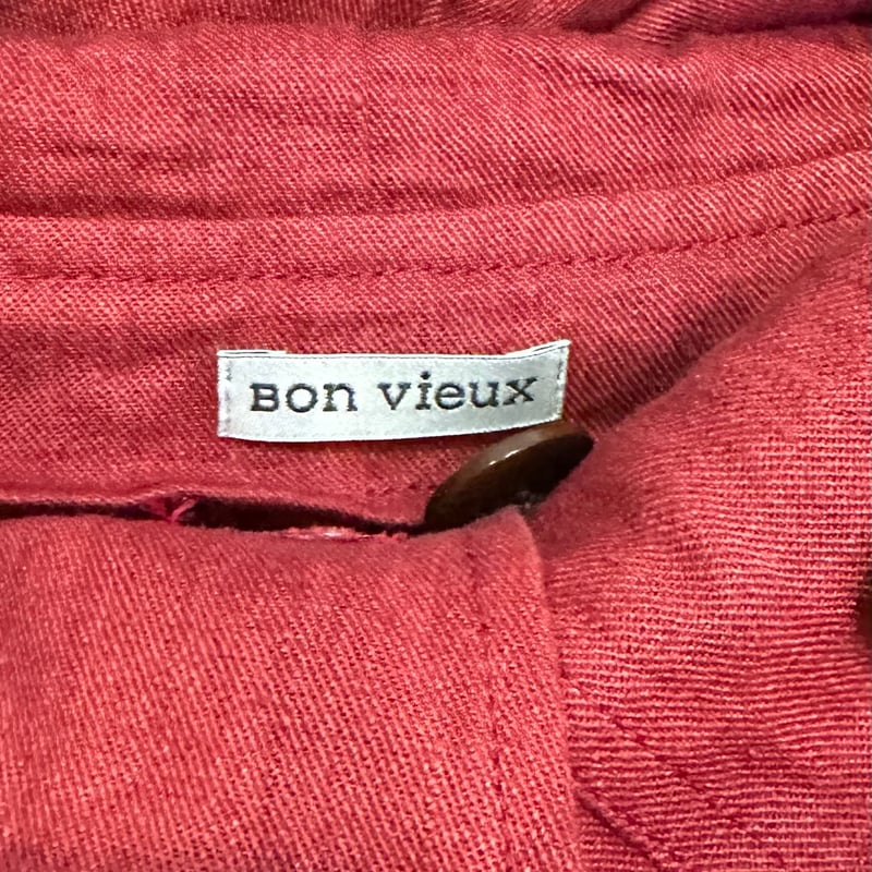 Bon Vieux ヘンプ アノラックパーカー #レッド サイズM | Bon Vieux