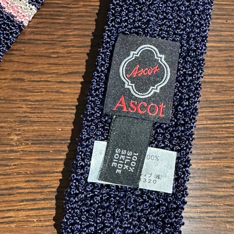 Bon Vieux別注　ascot アスコット　ニットタイ　ボンビュー アスコット ニットタイ #ネイビー×エクリュ×ピンク | Bon Vieux