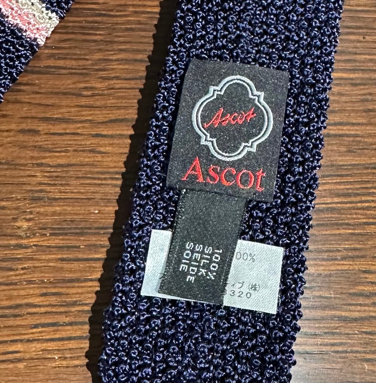 アスコット ニットタイ #ネイビー×エクリュ×ピンク | Bon Vieux