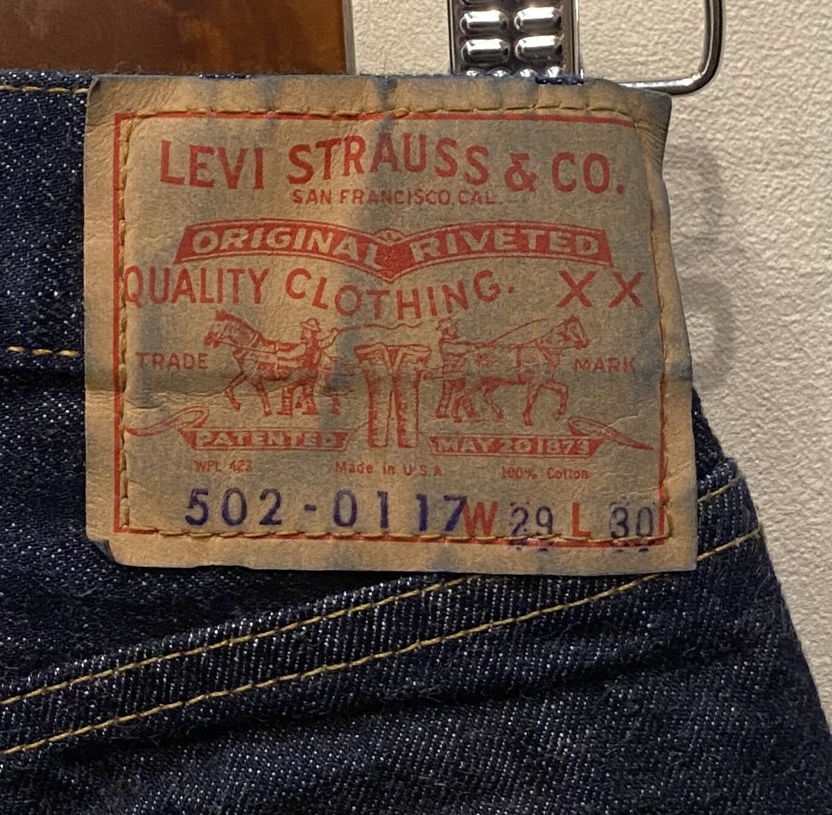 Levi's 502ビックE サイズ32 DEAD STOCK 90s LEVI'S 502-XX Big-E 140th 60s MODEL USED LOOK