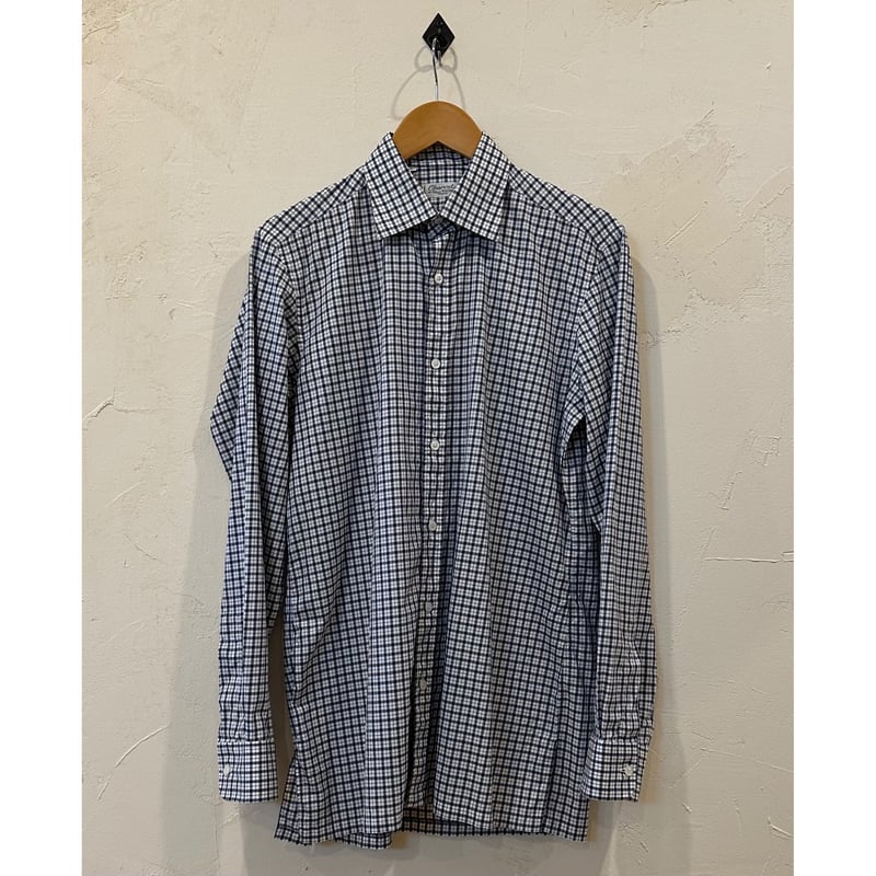 シャルべ チェックシャツ #ホワイト×ネイビー | Bon Vieux