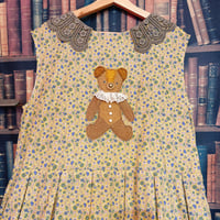 小花柄タックワンピース　クマアップリケ付き