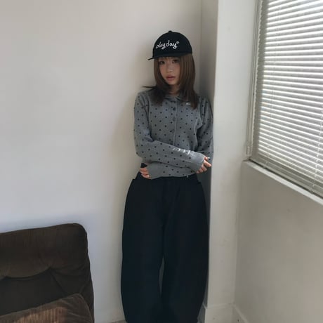 みやびdaydayseoul tag dot cardigan ブラック tag dot collared cardigan | DAY DAY seoul's STORE