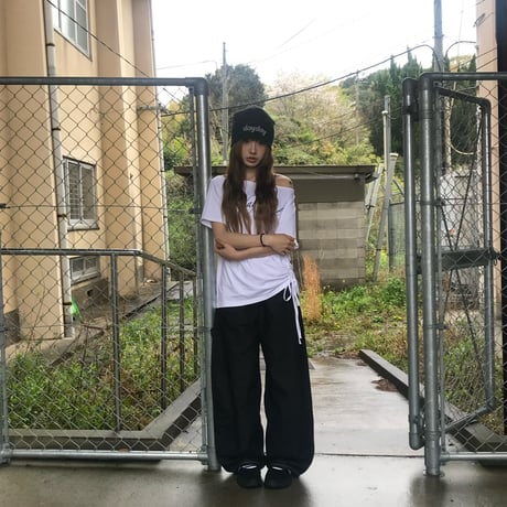 cross studs logo off shoulder tops