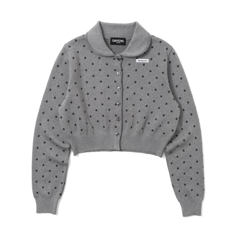 tag dot collared cardigan
