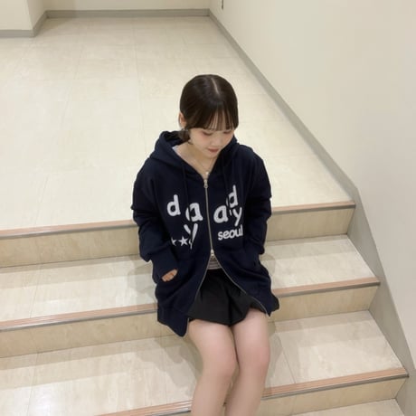 pattern logo doublezip hoodie