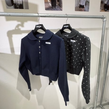 tag dot collared cardigan