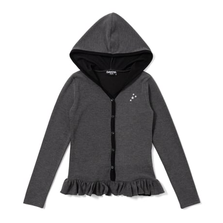 star studs frill hoodie