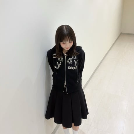 pattern logo doublezip hoodie