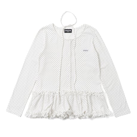 tag frill dot button tops