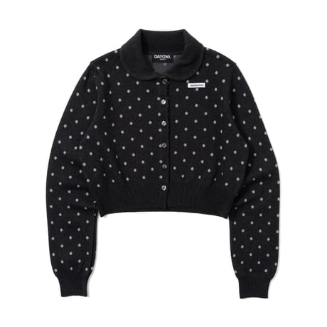 tag dot collared cardigan
