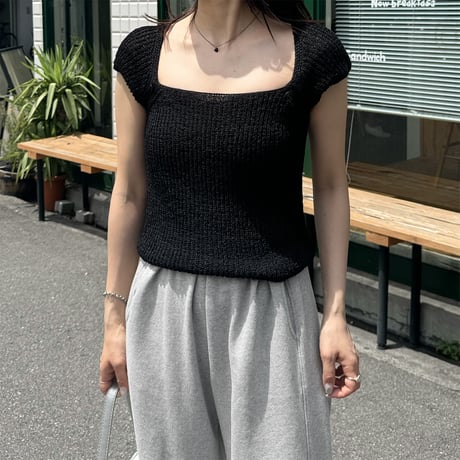 【SAMPLE SALE】wide square neck knit