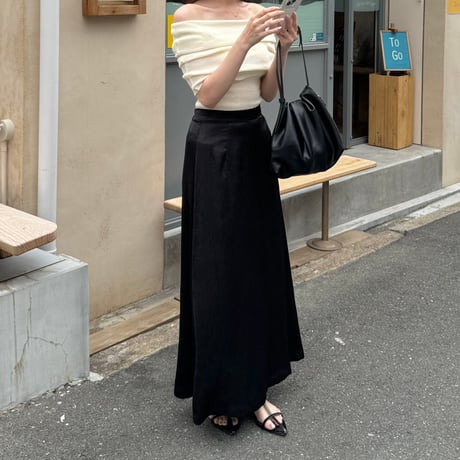 【SAMPLE SALE】half sleeve sheer off shoulder knit