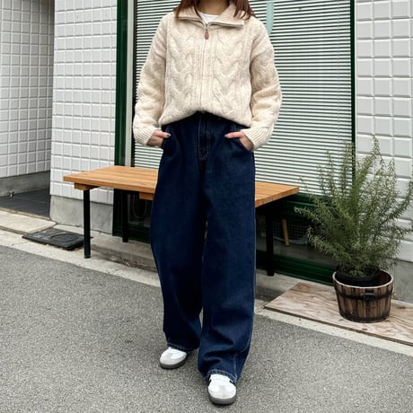 wide straight denim pants