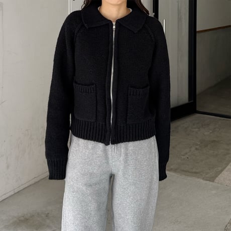pocket zip knit cardigan