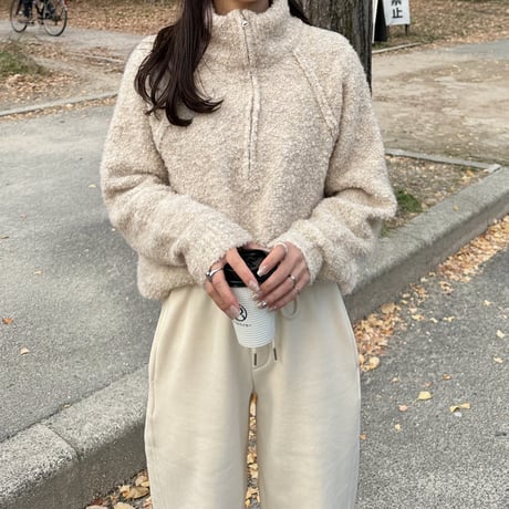 boucle zipper knit