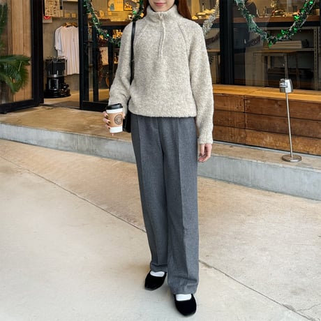 boucle zipper knit