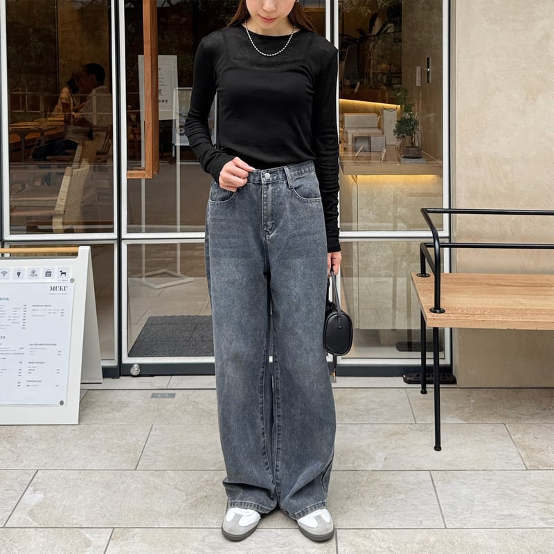 basic semi wide straight denim | LE MORE