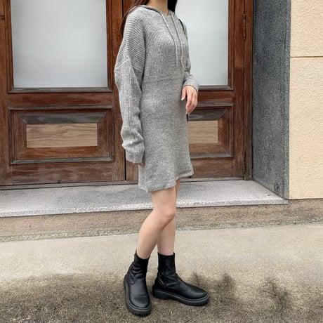 hoodie rib knit mini one-piece