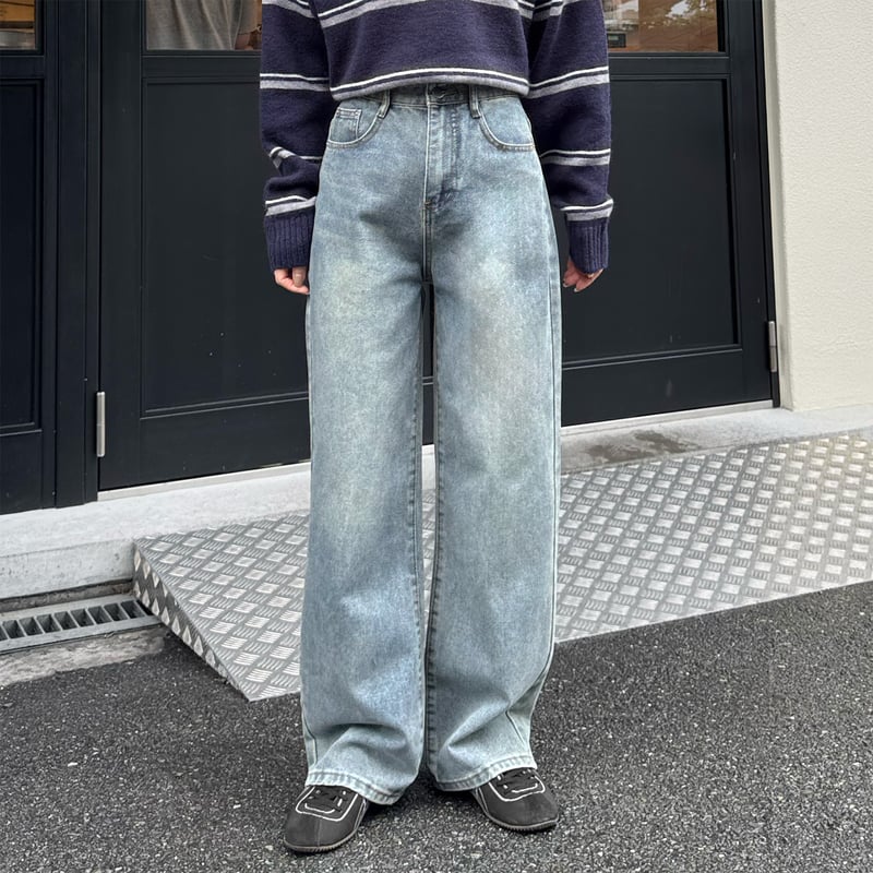 basic semi wide straight denim | LE MORE
