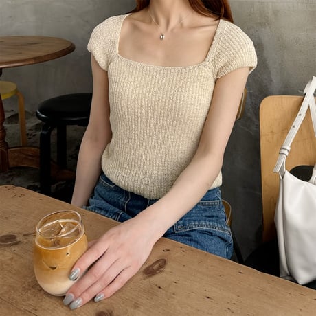 【SAMPLE SALE】wide square neck knit