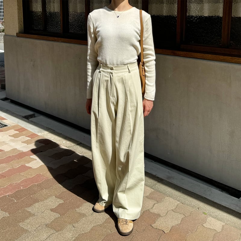 tuck twill wide pants | LE MORE