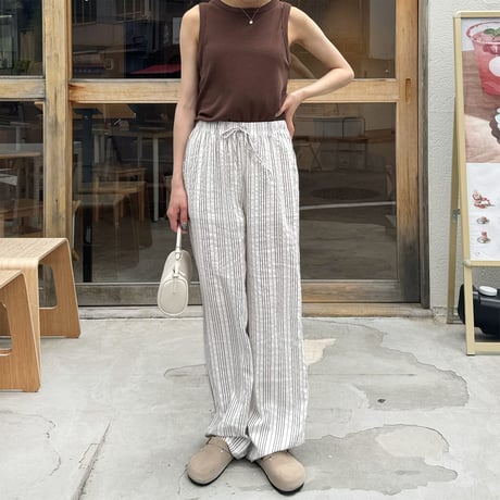 【SAMPLE SALE】stripe sucker wide pants