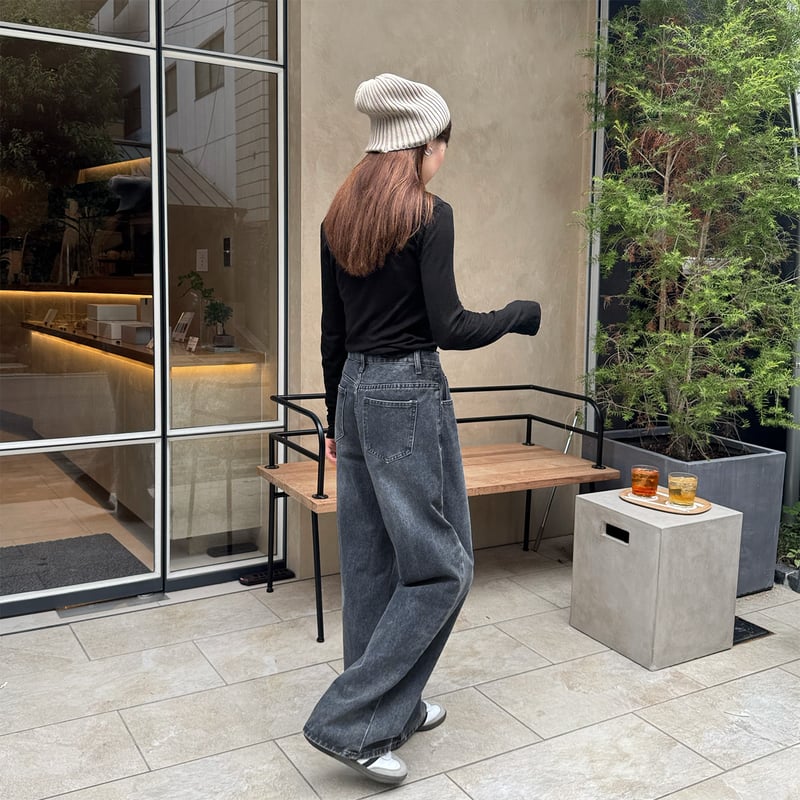 basic semi wide straight denim | LE MORE