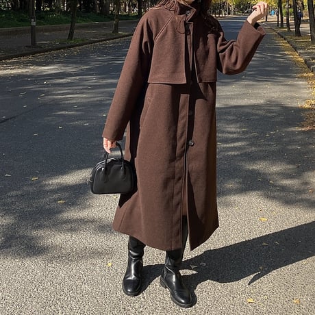fake wool cape long coat