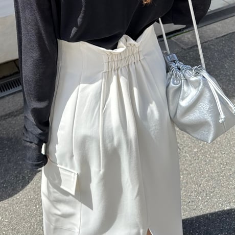 high waist zip cargo skirt