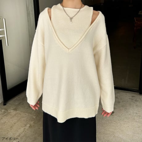 shoulder slit loose knit
