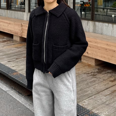 pocket zip knit cardigan