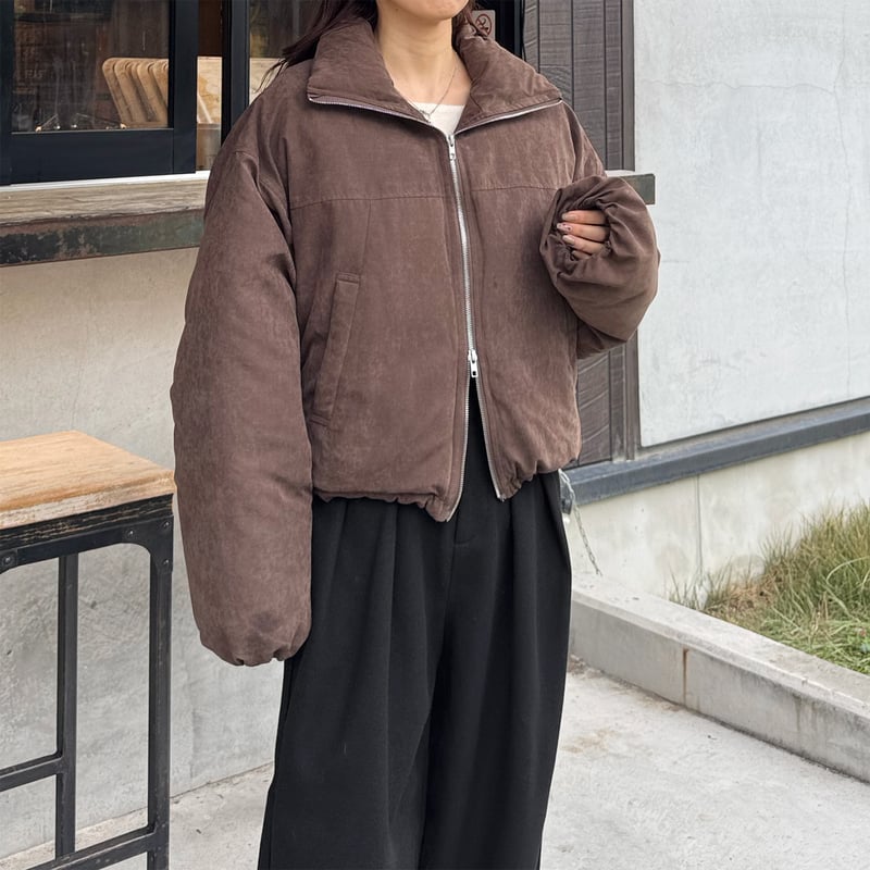 peach skin short down jacket | LE MORE