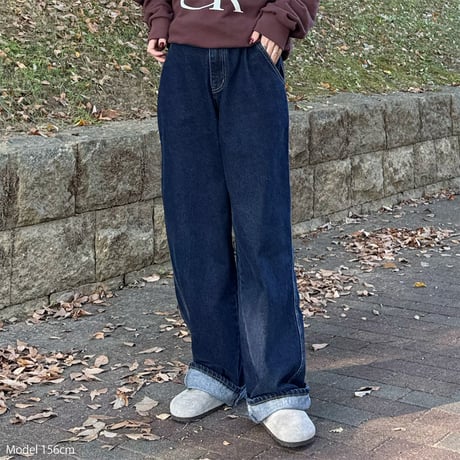 wide straight denim pants
