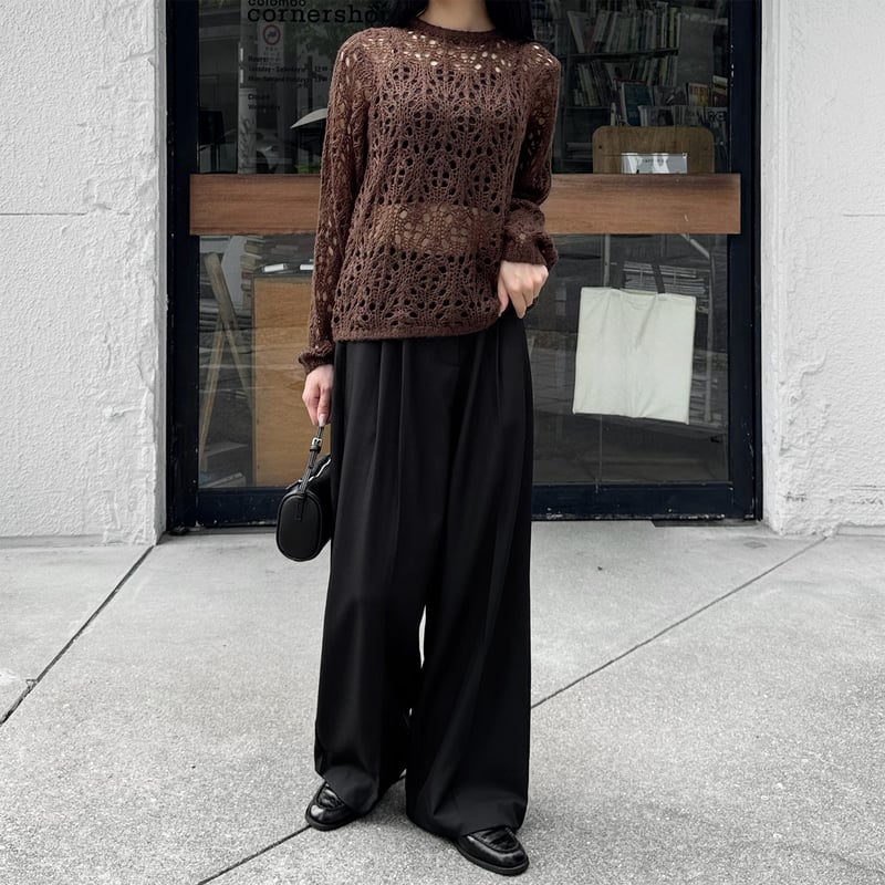 crochet knit pullover | LE MORE