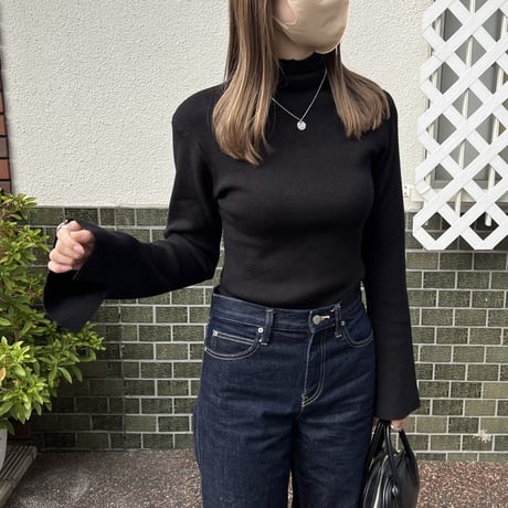 flare cuffs rib knit
