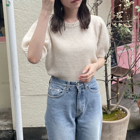 【SAMPLE SALE】puff sleeve mohair touch half sleeve knit