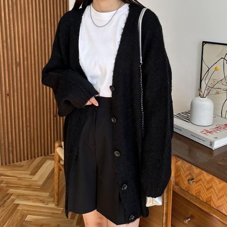 shaggy knit cardigan
