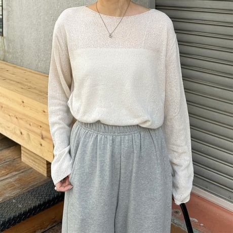 boat neck sheer knit pullover